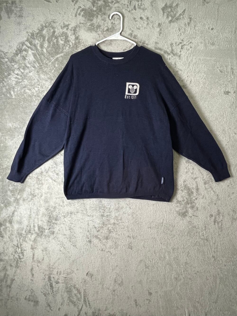 Walt Disney World Spirit Jersey Wool Blend Navy Pullover Sweatshirt Size Small